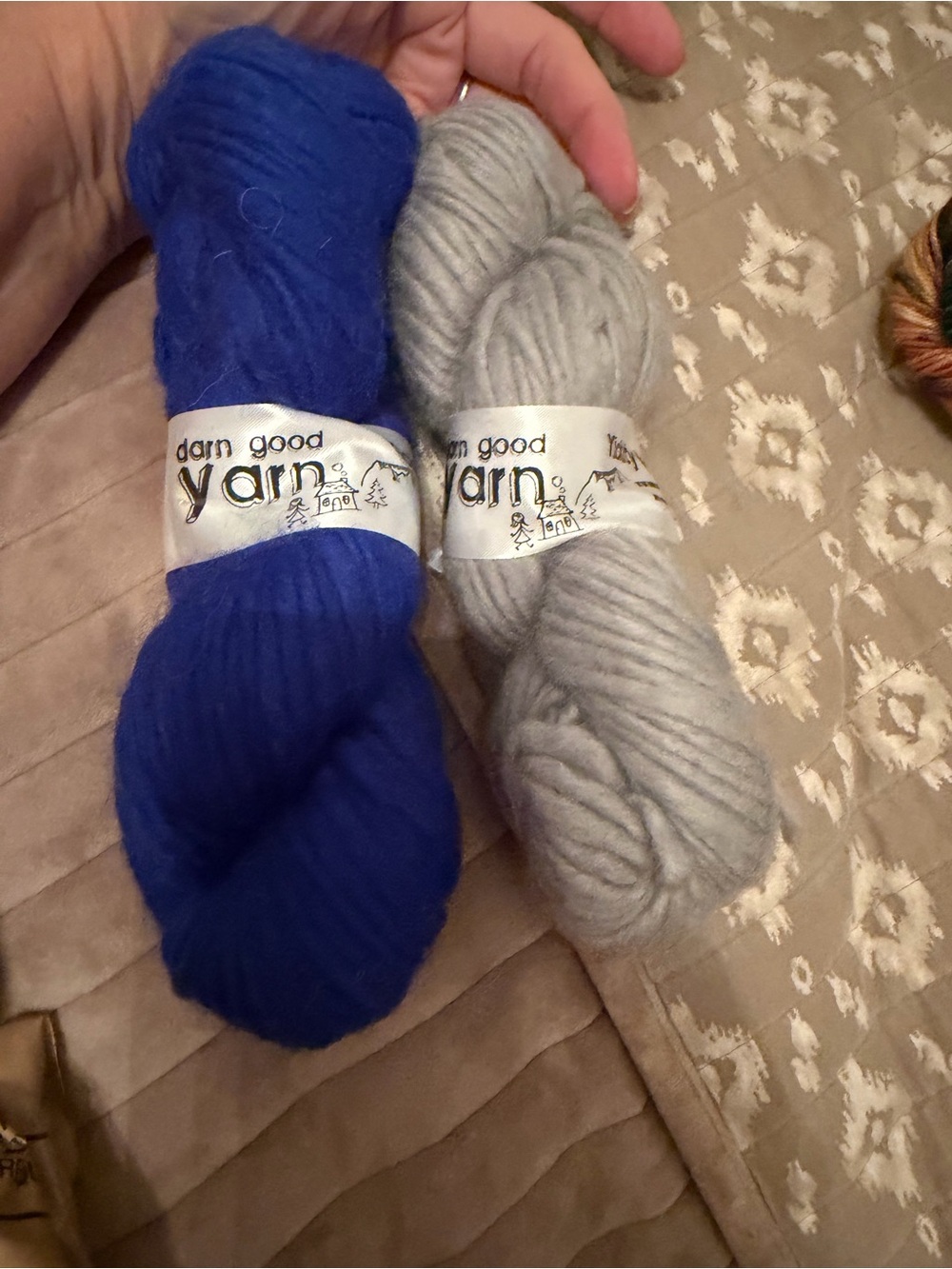 Darn good yarn Blue & Light Gray Wool Skeins